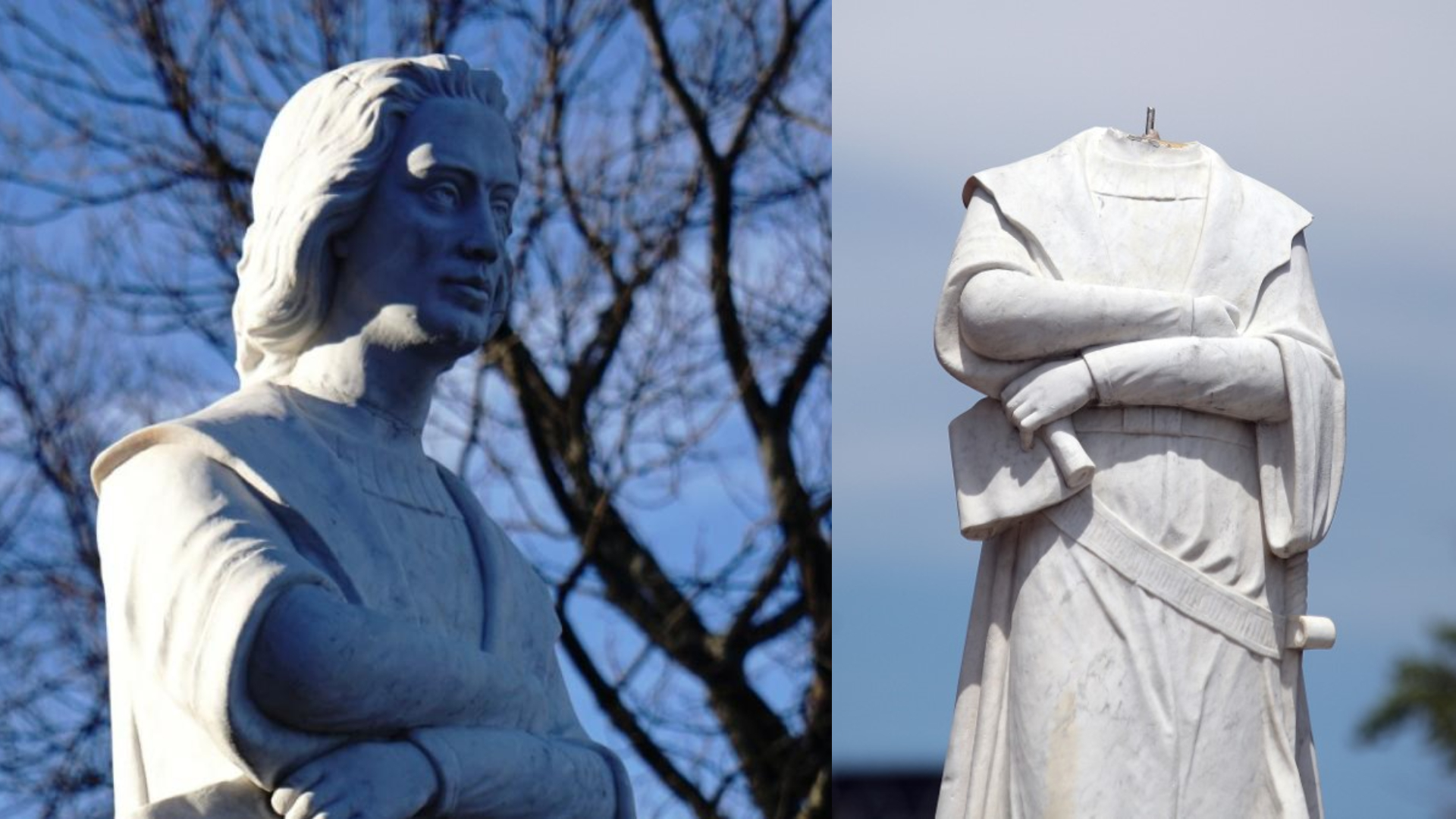 Decapitan estatua de Cristóbal Colón en Boston